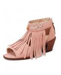 Fashion Womens Sandals 2022 Wedges High Heels Sandals Gladiator Summer Shoes For Women Fringe Zapatos Mujer Big Size 34