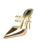 Night Club Womens Sandals Platform Thin Heels Summer Shoes Woman Pointed Toe Rivet Party Transparent Shoes Modern Slip