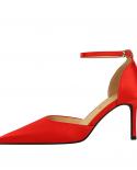  Womens Sandals Pointed Toe Elegant 8cm High Heels Summer Shoes For Women Shallow Thin Heel Platform Sandals Wedding Sh