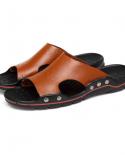 Sandálias masculinas de couro clássico verão chinelos macios originais sandálias de couro real chinelos masculinos romanos couro