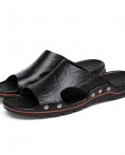 Sandálias masculinas de couro clássico verão chinelos macios originais sandálias de couro real chinelos masculinos romanos couro