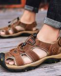 Gladiator Sandals For Men Summer Outdoor Beach Shoes Casual Plus Size 38 48 Womens Slides Leather Sneakers Breathable