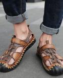 Men Summer New Casual Flat Sandals Roman Beach Footwear Male Sneakers Low Wedges Shoes Big Size 37 48