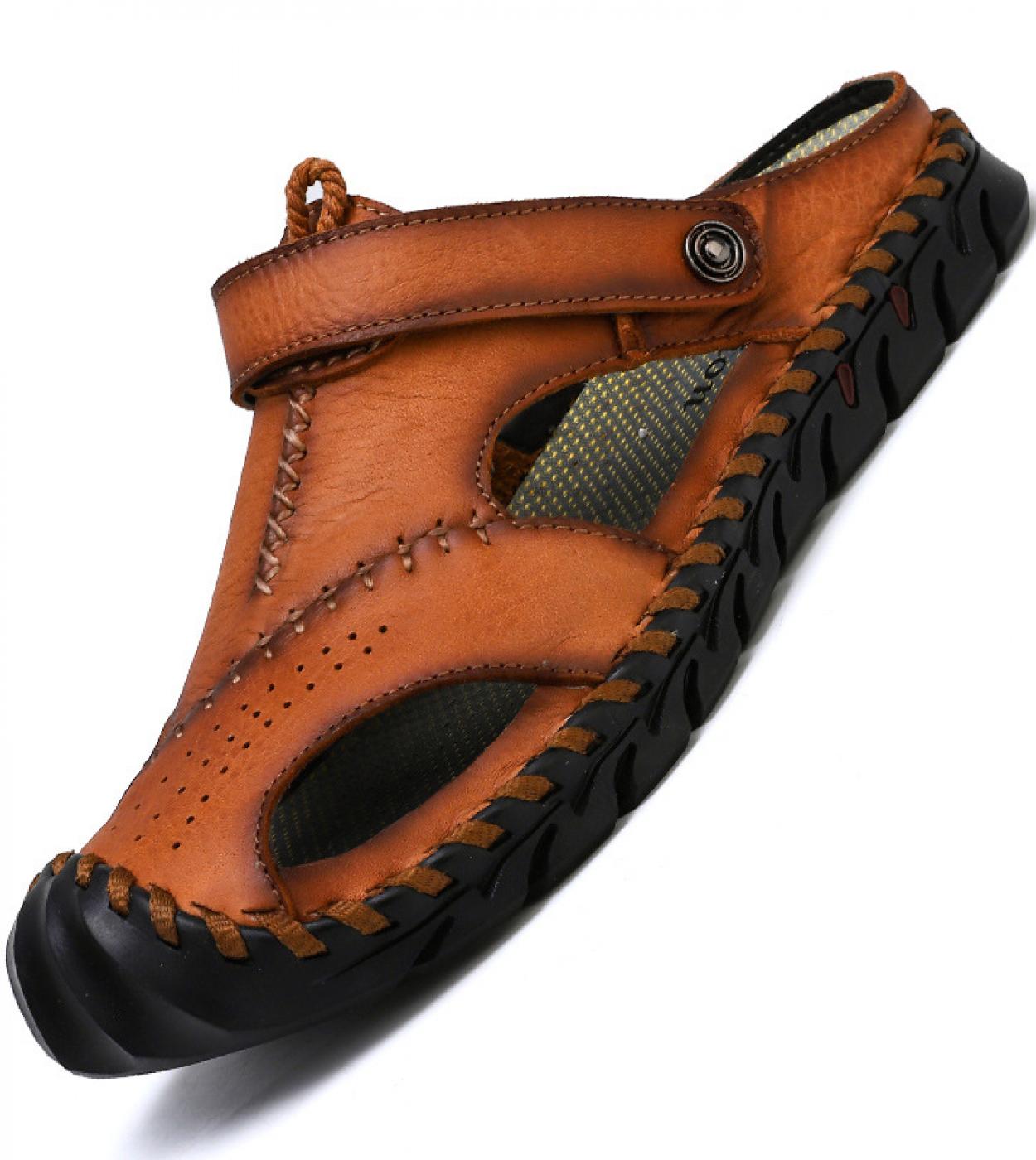 Sandals Summer Men Leather Classic Men Shoes Slippers Soft Sandals Men Roman Comfortable Outdoor Walking Footwear  Mens