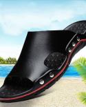 Mens Slippers 2023 New Summer Beach Shoes Soft Sole Men Wedges Sldies Sandals Non Slip Pu Leather Casual Slippers For M