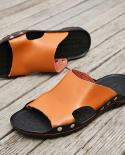 Mens Slippers 2023 New Summer Beach Shoes Soft Sole Men Wedges Sldies Sandals Non Slip Pu Leather Casual Slippers For M