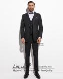 Fashion Black Mens Suits Formal Business Blazer Wedding Slim Fit Groom Tuxedos 3 Piece Set Prom Jacket Vest Pants Costum