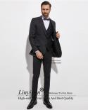 Fashion Black Mens Suits Formal Business Blazer Wedding Slim Fit Groom Tuxedos 3 Piece Set Prom Jacket Vest Pants Costum