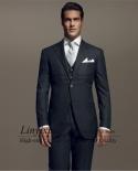 Fashion Black Mens Slim Fit Suit Formal Business Blazer Wedding Groom Tuxedo Banquet 3 Piece Set Costume Homme Jacket Ve