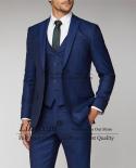 Handsome Royal Blue Mens Suit Business Blazer Hombre Slim Fit Wedding Groom Tuxedo Daily 3 Piece Costume Homme Jacket Ve