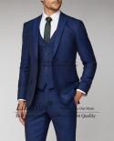 Handsome Royal Blue Mens Suit Business Blazer Hombre Slim Fit Wedding Groom Tuxedo Daily 3 Piece Costume Homme Jacket Ve