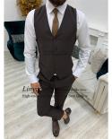 Classic Brown Men ​suits Formal Business Blazer Slim Fit Wedding Groom Tuxedo 3 Piece Set Banquet Jacket Vest Pant Cos