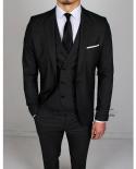 Classic Black Mens Suits Professional Business Blazer Slim Fit Wedding Groom Tuxedo 3 Pieces Jacket Vest Pants Set Costu