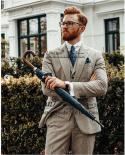 Classic Woolen Gray Men ​suit Formal Business Blazer Slim Fit Wedding Groom Tuxedo 3 Piece Set Jacket Vest Pants Terno