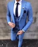 Blue Wedding Suit Groom  3piece Suits Slim Fit Blue  Groom Dark Blue Suit  Fashion  