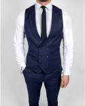Casual Navy Blue Mens Suits Professional Business Blazer Slim Wedding Groom Tuxedo 3 Piece Jacket Vest Pants Set Terno M