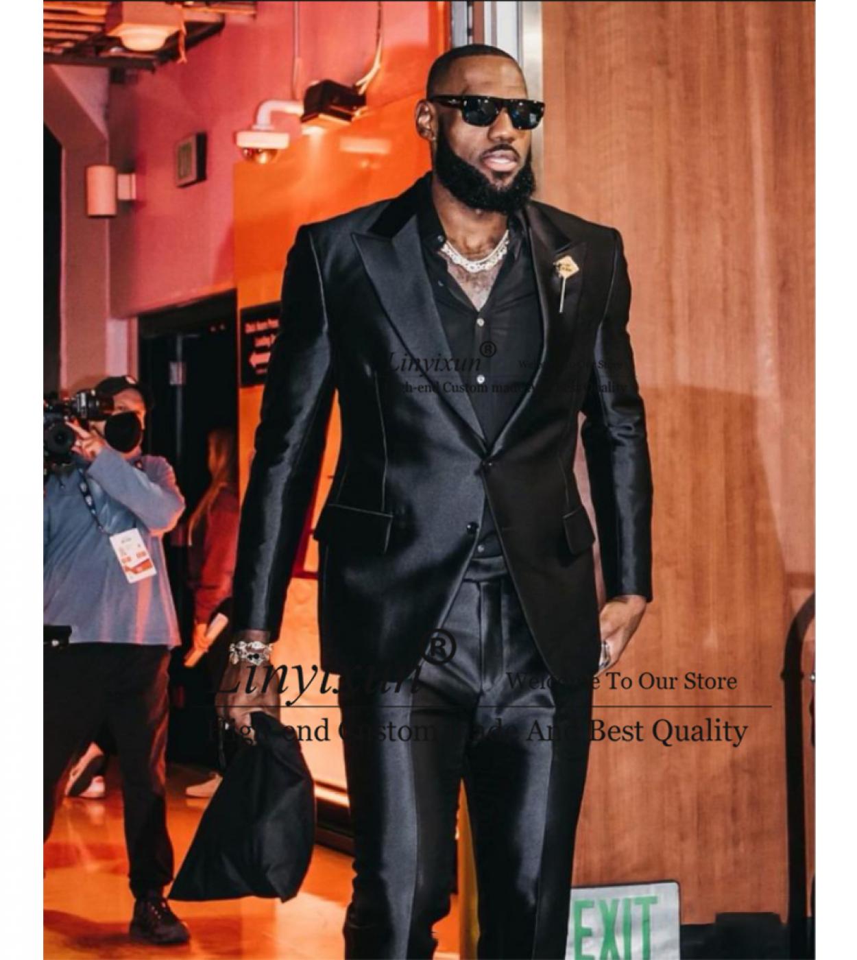 Handsome Black Mens Suits James Slim Fit Wedding Groom Tuxedo Business 2 Piece Set Jacket Pants Banquet Blazer Terno Mas