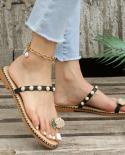 Zapatillas planas para mujer, chanclas informales de verano con flores y perlas, zapatos planos para mujer 3543 de talla grande,