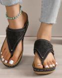 כפכפי אצבע תחתונים רכים מגמת אופנה לנשים סוליית עבה טריז פשוט החלקה על כל ההתאמה נעלי נשים 2023 קיץ סנדה