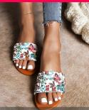 Sandalias de mujer con parte inferior plana, novedad de verano 2022, sandalias de cuero con diseño de serpiente y flores, zapati