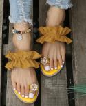 النساء الشقق النعال الصيف الوجه يتخبط الزهور اللؤلؤ امرأة حذاء مسطح 3543 حجم كبير مريحة الإناث الشاطئ سان