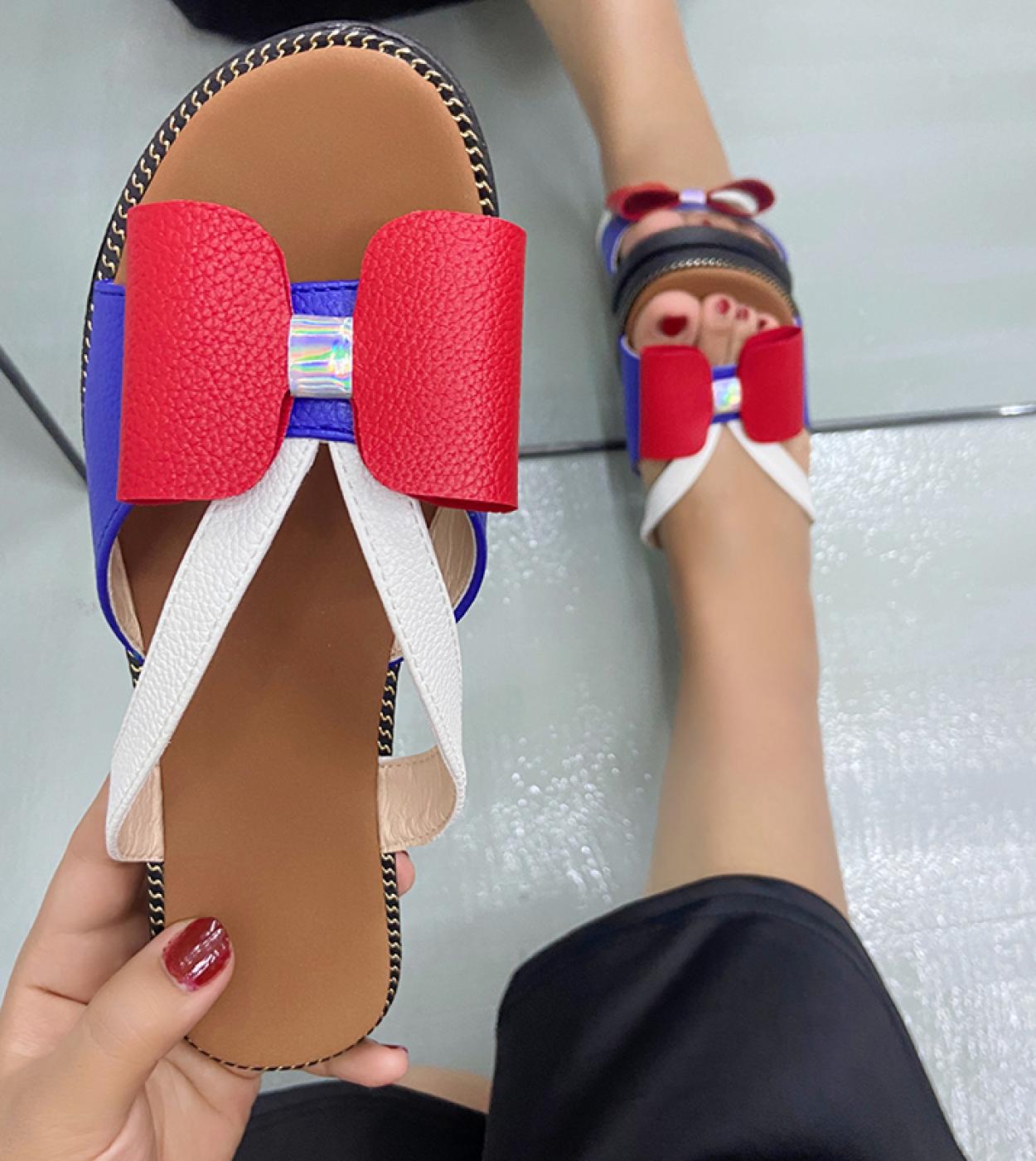 Summer Women Slippers Cute Butterflyknot Casual Sandals Lady Slides Zapatillas Mujer Flats Slipon Women Shoes For Women 