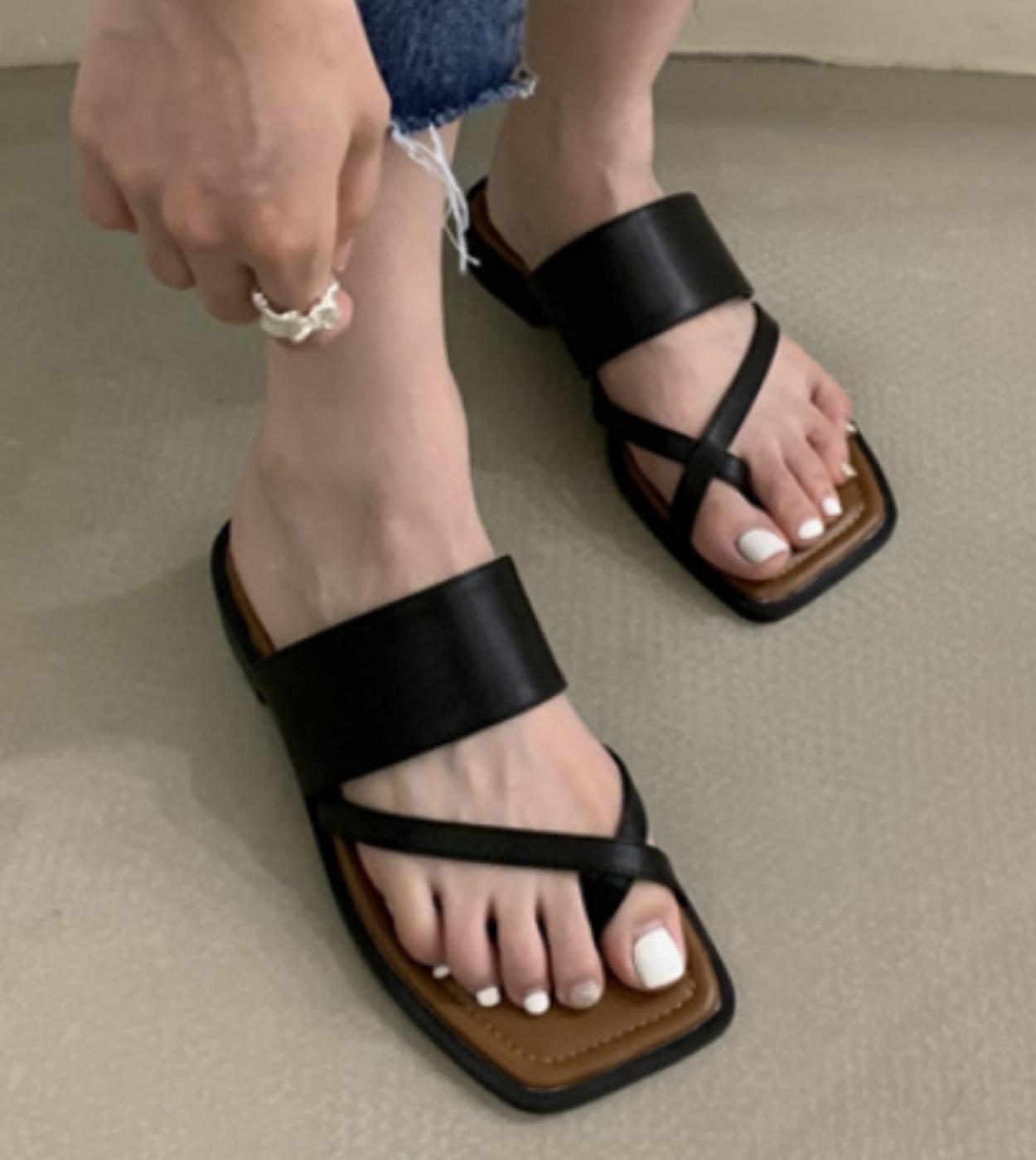 2023 novos sapatos femininos verão cor sólida sandálias planas moda dedo do pé aberto ao ar livre chinelos casuais praia slides 
