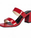 Nuove pantofole estive Tacchi alti Presentazioni aziende produttrici giochi Peep Toe Tacco quadrato Sandali di marca Donna Big S