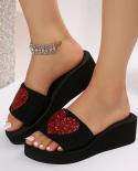 Hot Sale Ladies Shoes Open Toe Womens Slippers Summer Love Wedge Solid Color Shoes Female Platform Slippers Zapatillas 