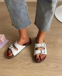 Double Buckled Woman Slippers Summer Fashion Sandals Shoes Women Indoor Outdoor Beach Shoe Home  Womens Slippers