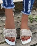 Ladies Slippers 2022 New Summer Fashion Roman Beaded Flat Slippers Outside Wear Seaside Beach Casual Flip Flops Plus Siz