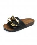 New Summer Womens Open Toe Sandals Casual Big Size Slippers Ladies Fashion Chain Slides Female Outdoor Luxury Beach Fli