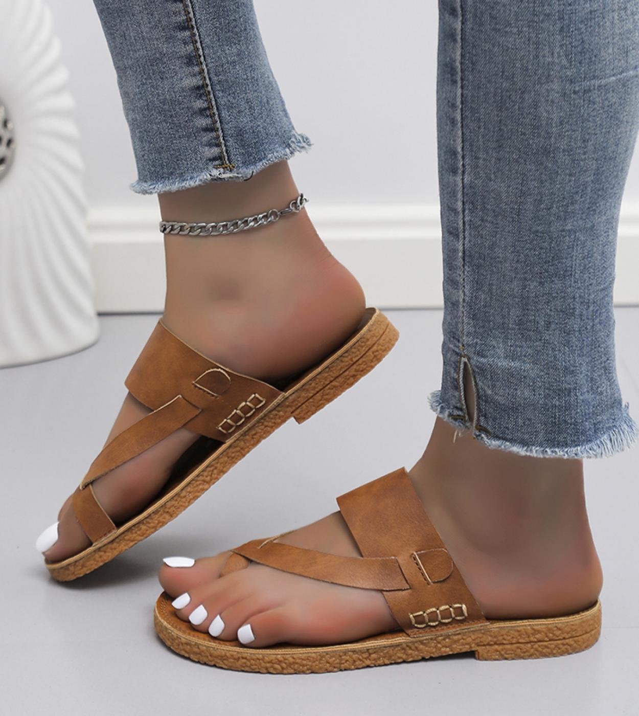 2022 Summer Women Sandals Retro Flipflops Flat Shoes Casual Nonslip Ladies Slides Beach Zapatos Mujerfootwear Females Co
