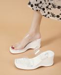 Summer Wedge Fashion Simple Slip On Feminine High Heel Sandals Zapatos Mujer Primavera Verano 2023  Slippers Women