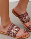 Women Shoe Summer Greek Style Boho Folk Custom Artisanal  Ladies Flat Slippers Casual Breathable Comfortable Beach Women