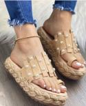 Womens Espadrille Ankle Strap Sandals Comfortable Slippers Ladies Womens Casual Shoes Breathable Flax Hemp Canvas Pumps