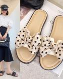 2022 Girls Summer Beach Slippers Princess Toddlers Dots Bow Open Toe Slide Slippers Nonslip Cross Slippers With Bowknot 