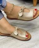 2022 New Summer New Women Leisure Fashion Bow Flat Sandals Sandals Comfortable Soft Bottom Womens Breathable Beach Sand