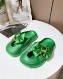 Womens Summer Baotou Hollow Out Bowknot Flat Bottomed Hole Shoes Antiskied Wearresistant Outdoor Leisure Slipper  Women