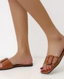 Summer Buckle Flat Slippers Women Slides 2022 Trend Home Outdoor Casual Flip Flops Beach Sandals Luxury Brand Big Size 3