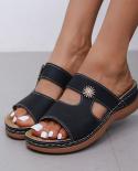Summer Women Wedge Sandals Premium Orthopedic Open Toe Slippers Vintage Antislip Leather Casual Female Platform Retro Sh