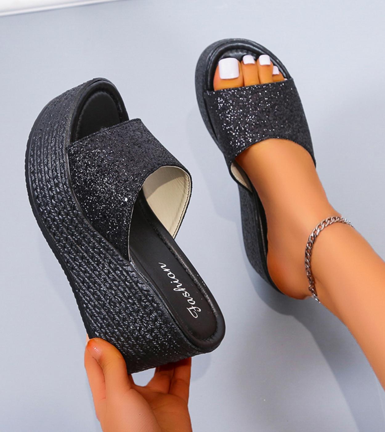 2022 Women Sandals Platform Sandals Shoes Women Summer Sandals Slipper Indoor Outdoor Beach Shoes Female Bow Bling Slipp