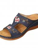 Summer Women Wedge Sandals Premium Orthopedic Open Toe Slipper Vintage Antislip Leather Casual Female Platform Embroider
