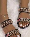 New Summer Female Flat Slippers Chain Decoration Square Toe Sandals Woman 2022 Casual Fashion Ladies Shoes Beach Lightwe