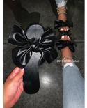 2022 Summer New Womens Flat Sandals Fashion Open Toe Bow Slippers Outdoor Beach Shoes Solid Color Leisure Plus Size 43 