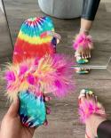 Women Sandals Summer New Furry Flip Flop Women  Flatbottomed Large Size Outer Wear Beach Slippers  Womens Slippers
