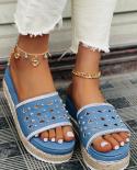 Women Sandals Platform Sandals For Summer Shoes Women Woven Wedges Shoes Heels Sandals Chaussure Femme Slippers Denim Fl