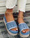 Women Sandals Platform Sandals For Summer Shoes Women Woven Wedges Shoes Heels Sandals Chaussure Femme Slippers Denim Fl