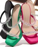 2022 New Womens Sandals High Heels Sandals Fashion Summer Shoes Strap Sandals Comfortable Fast Rhinestones Sandalias Mu