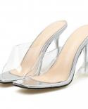 Fashion Pvc Women Sandals Summer Open Toed High Heels Transparent Slippers Party Shoes Discount Pumps Zapatos Mujer  Wom